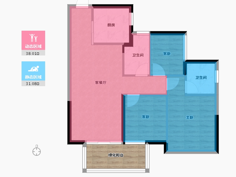 广西壮族自治区-南宁市-龙光玖誉湖-68.12-户型库-动静分区