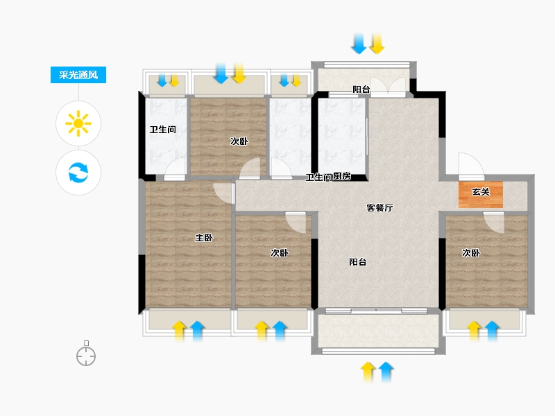 广东省-中山市-碧桂园卓越协信天际-111.20-户型库-采光通风