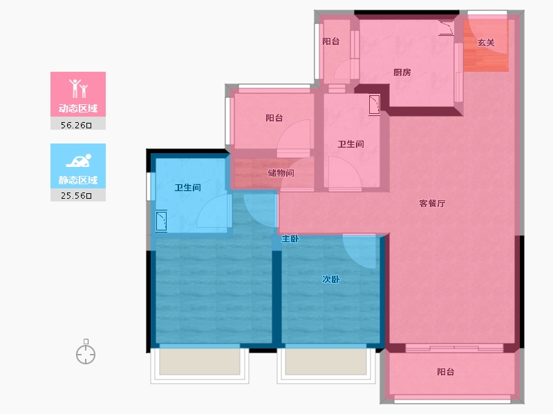 广东省-中山市-碧桂园卓越协信天际-71.21-户型库-动静分区