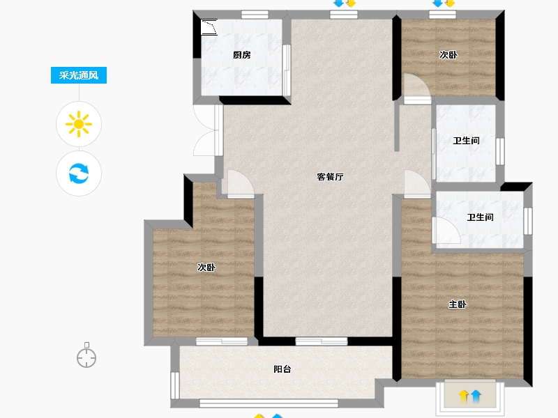 安徽省-六安市-乐富强·文宸悦府-95.44-户型库-采光通风