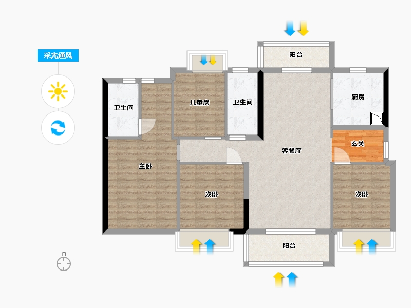 广东省-东莞市-松湖悦府-107.31-户型库-采光通风