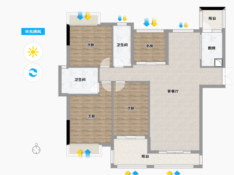 广西壮族自治区-南宁市-东方城市花园-118.61-户型库-采光通风