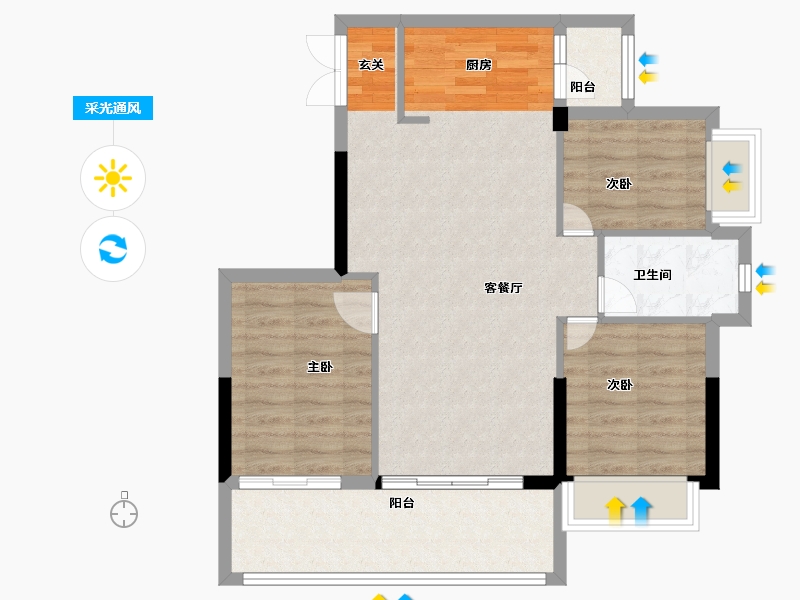 广东省-中山市-永成御景轩-78.00-户型库-采光通风