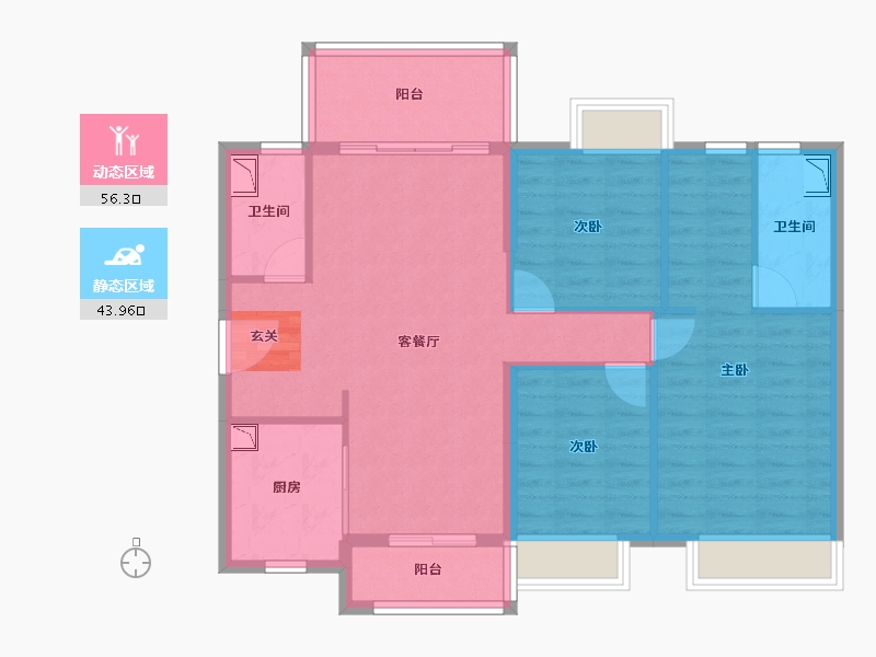 广东省-中山市-时代香海北岸-89.68-户型库-动静分区