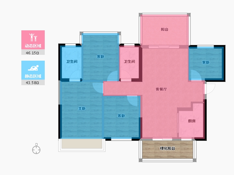 广西壮族自治区-南宁市-龙光玖誉湖-85.94-户型库-动静分区