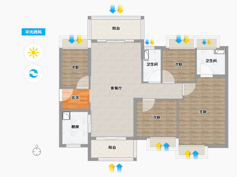 广东省-中山市-时代香海北岸-108.37-户型库-采光通风