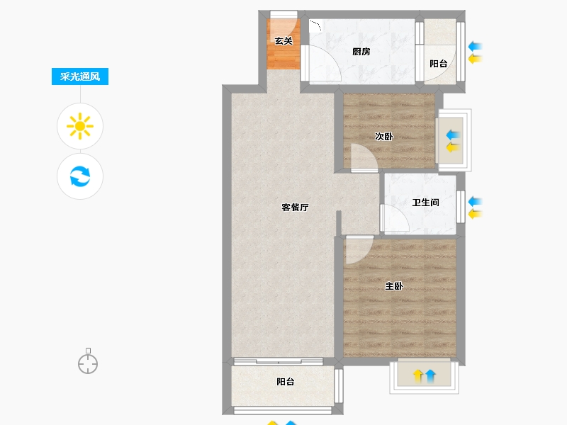 广东省-中山市-怡景湾-64.80-户型库-采光通风