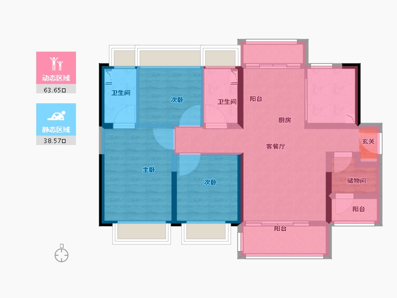 广东省-中山市-碧桂园卓越协信天际-90.40-户型库-动静分区