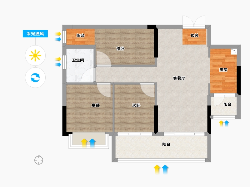 广东省-中山市-永成御景轩-76.80-户型库-采光通风