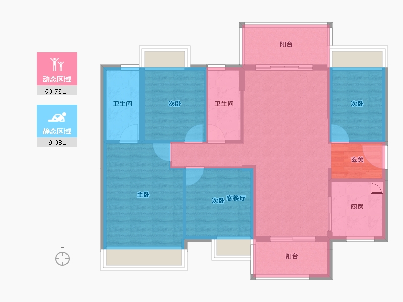 广东省-中山市-时代香海北岸-98.65-户型库-动静分区