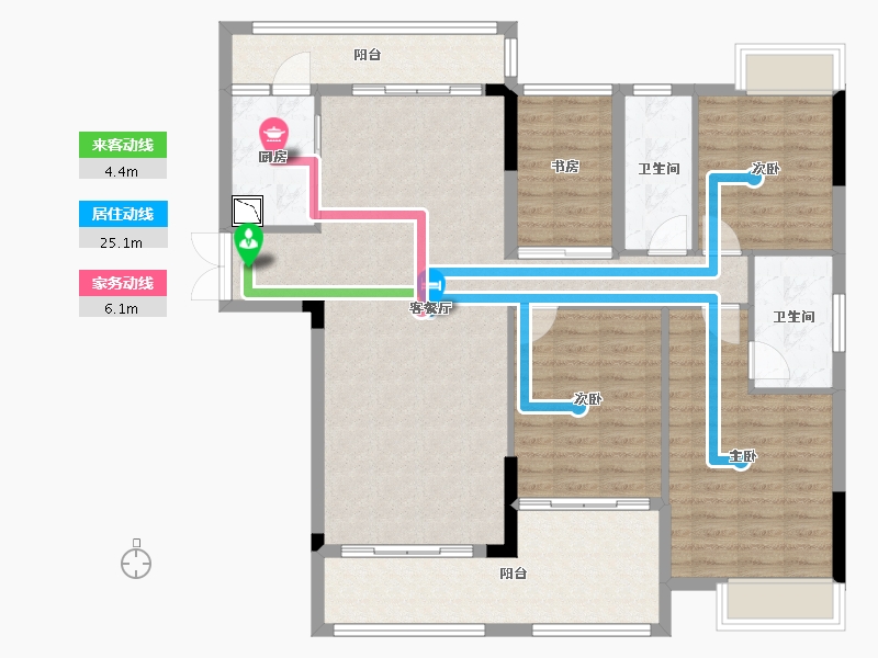 广西壮族自治区-南宁市-东方城市花园-121.69-户型库-动静线