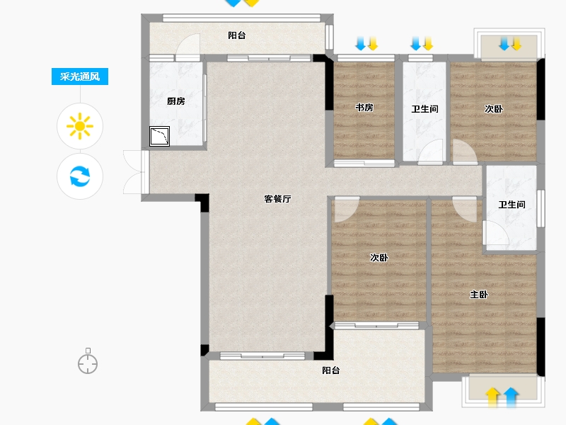 广西壮族自治区-南宁市-东方城市花园-121.69-户型库-采光通风