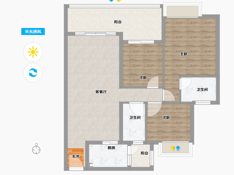 广东省-中山市-怡景湾-89.00-户型库-采光通风