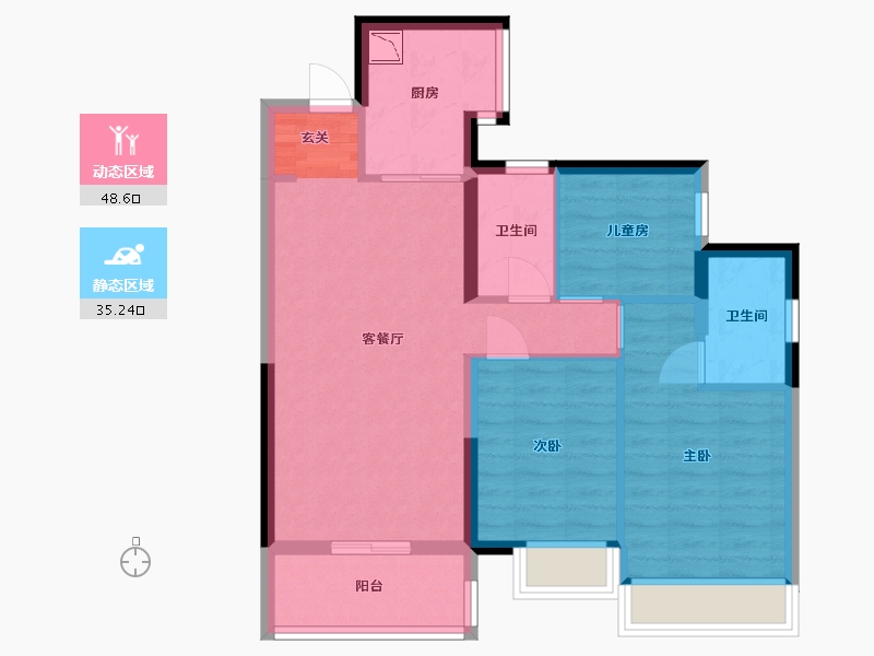 广东省-东莞市-松湖悦府-74.35-户型库-动静分区