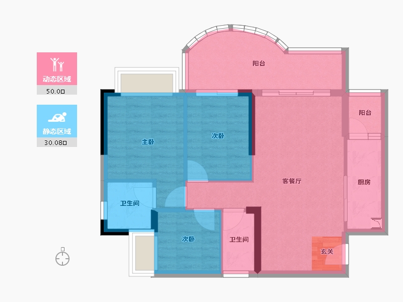 广东省-中山市-天明海怡湾-71.72-户型库-动静分区