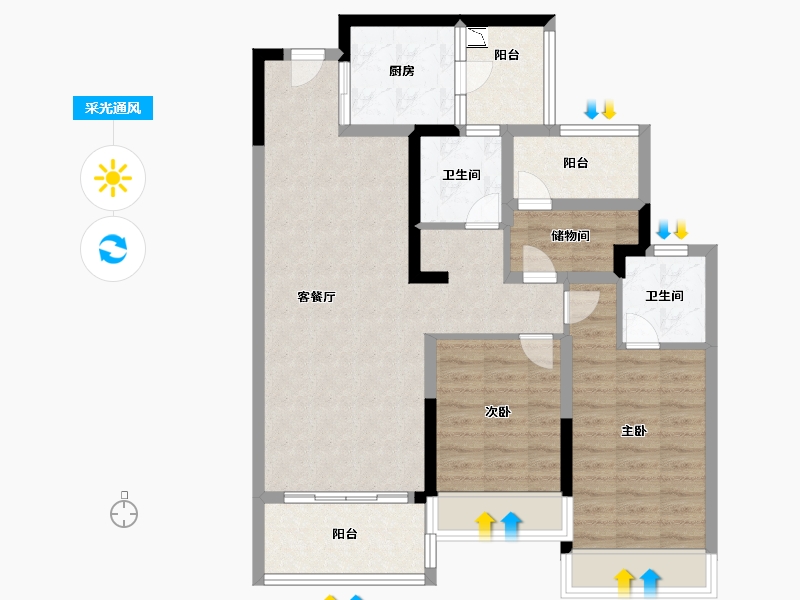 广东省-揭阳市-唐商·中央花园-88.00-户型库-采光通风