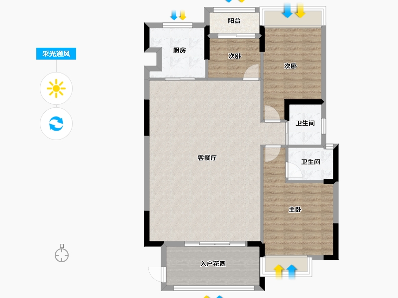 广东省-揭阳市-紫麟华府-106.45-户型库-采光通风