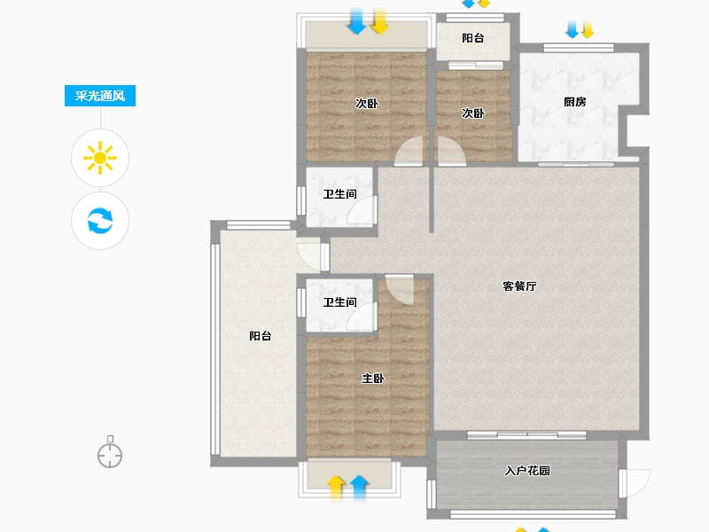 广东省-揭阳市-紫麟华府-118.11-户型库-采光通风