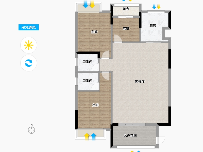 广东省-揭阳市-紫麟华府-104.75-户型库-采光通风