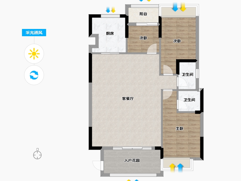 广东省-揭阳市-紫麟华府-100.66-户型库-采光通风