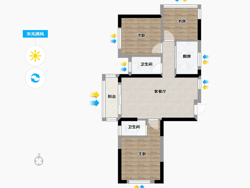 广西壮族自治区-南宁市-天誉花园-60.73-户型库-采光通风