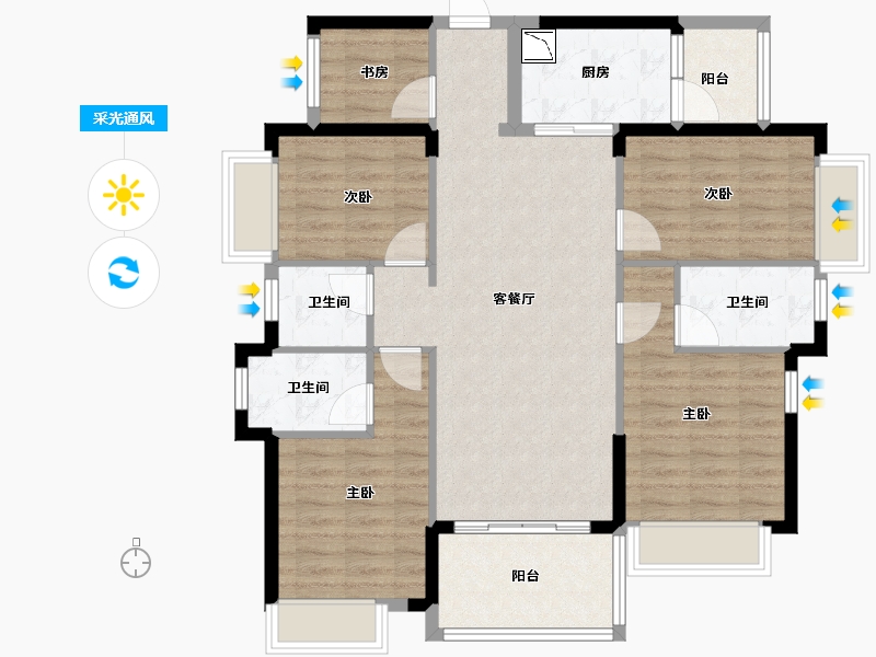 广西壮族自治区-南宁市-嘉和城白鹭郡-102.00-户型库-采光通风