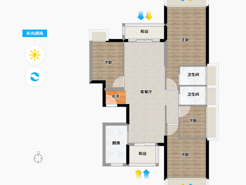 广东省-中山市-时代云来-109.80-户型库-采光通风