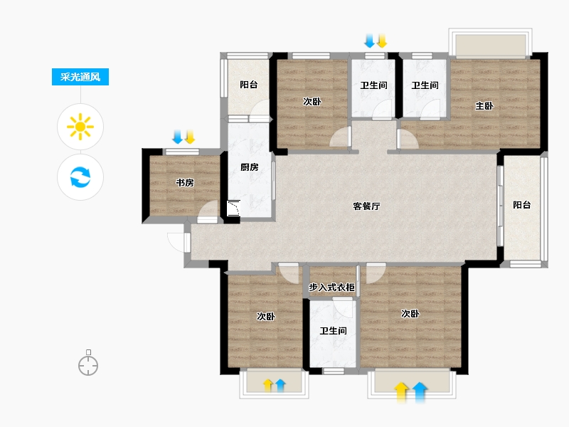 广西壮族自治区-南宁市-嘉和城白鹭郡-109.05-户型库-采光通风