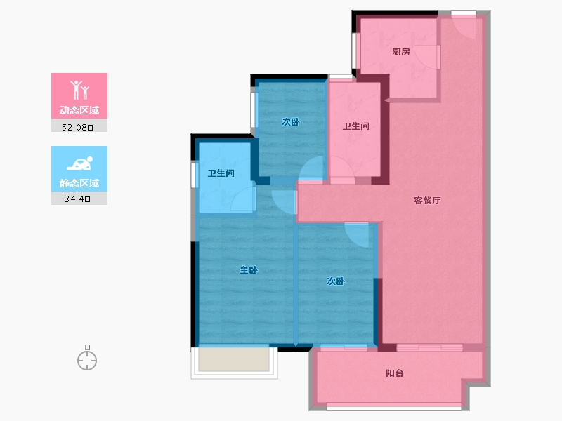 广东省-揭阳市-揭阳中骏世界城-77.00-户型库-动静分区