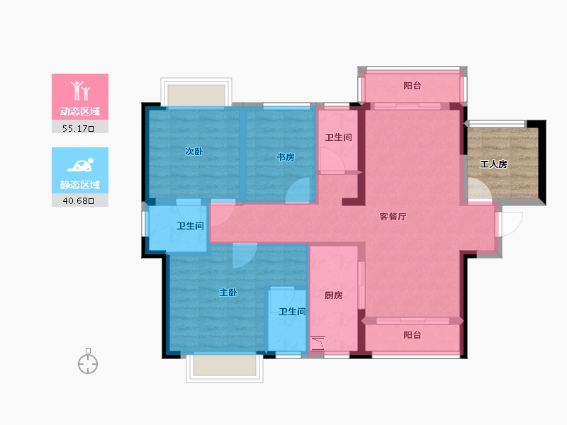 广西壮族自治区-南宁市-嘉和城白鹭郡-91.61-户型库-动静分区