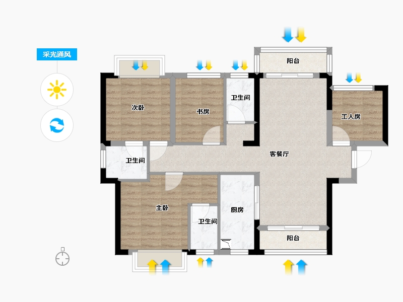 广西壮族自治区-南宁市-嘉和城白鹭郡-91.61-户型库-采光通风