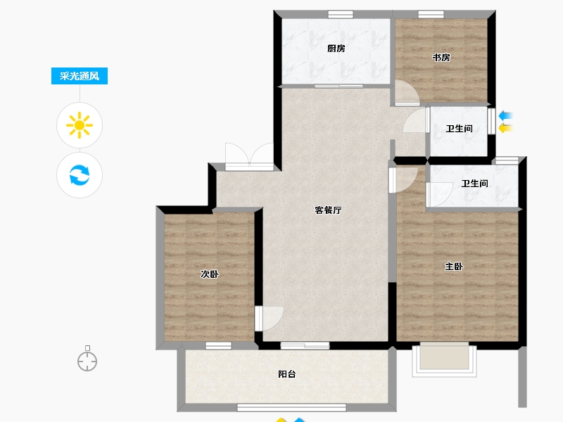 陕西省-咸阳市-大都会-93.03-户型库-采光通风