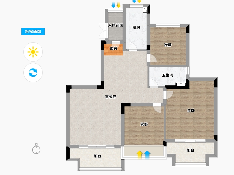 广西壮族自治区-桂林市-恒大江湾-84.99-户型库-采光通风