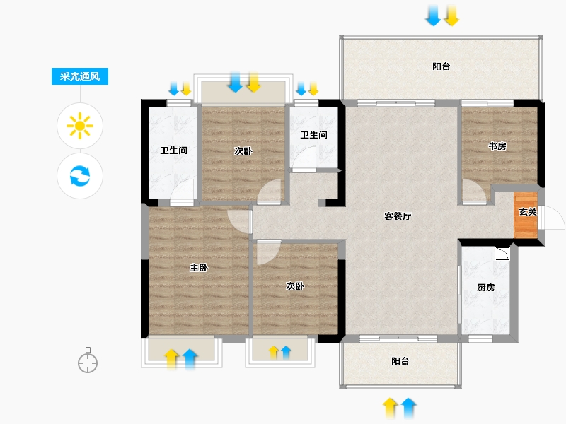 广西壮族自治区-南宁市-云玺台-109.32-户型库-采光通风