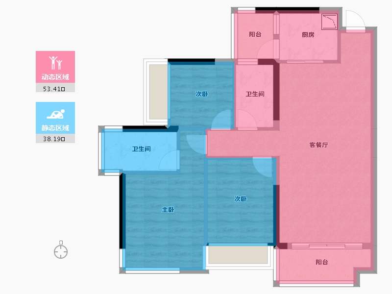 广西壮族自治区-南宁市-云星钱隆公馆-81.71-户型库-动静分区