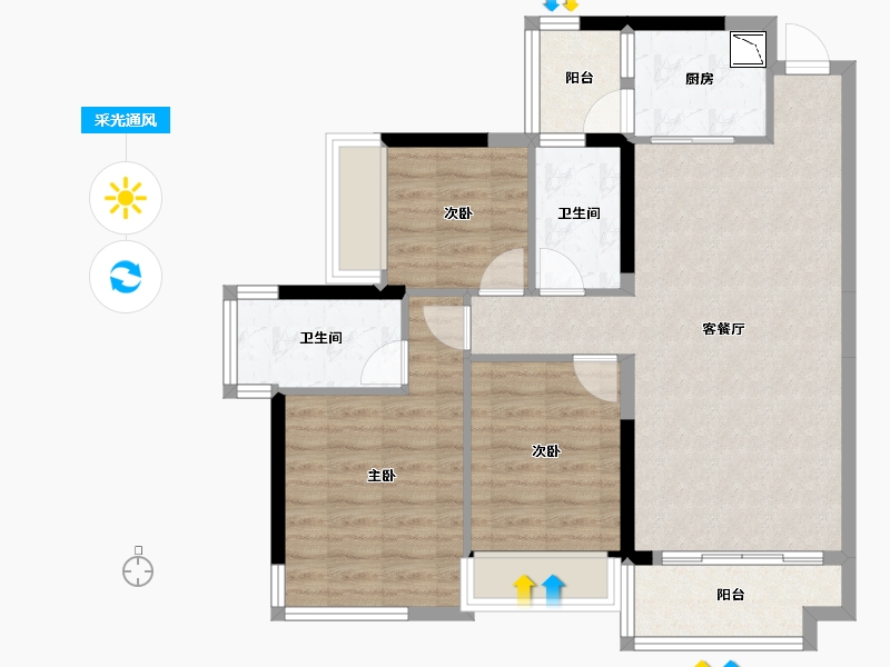 广西壮族自治区-南宁市-云星钱隆公馆-81.71-户型库-采光通风