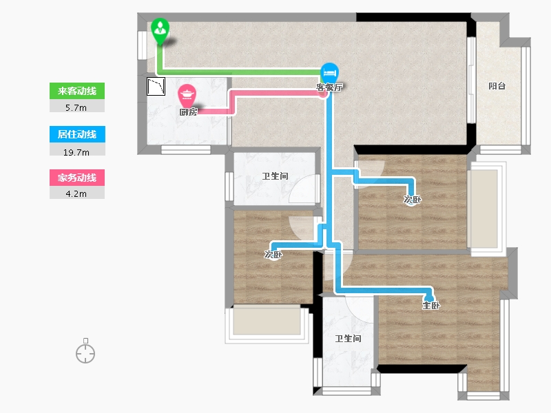 广西壮族自治区-南宁市-云星钱隆公馆-70.35-户型库-动静线