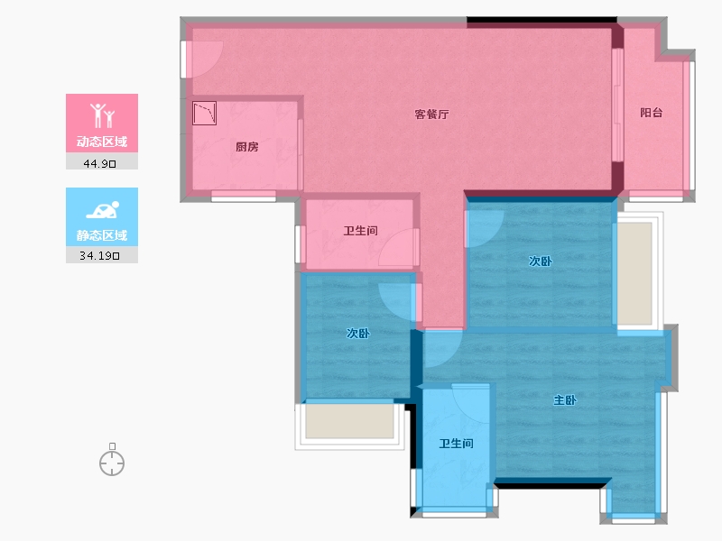 广西壮族自治区-南宁市-云星钱隆公馆-70.35-户型库-动静分区