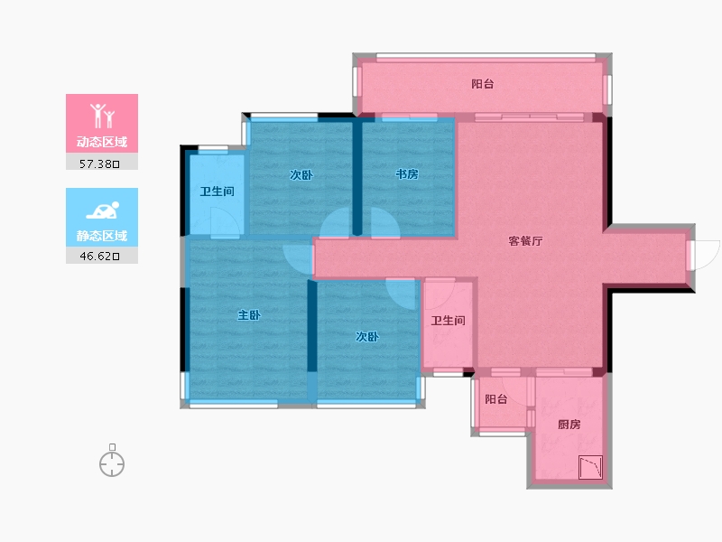 广西壮族自治区-南宁市-云星钱隆公馆-93.00-户型库-动静分区