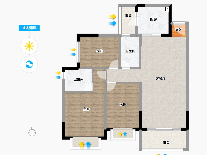 广西壮族自治区-桂林市-恒大江湾-92.00-户型库-采光通风