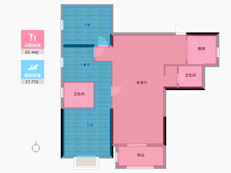 广西壮族自治区-南宁市-宋都江韵朝阳-91.08-户型库-动静分区