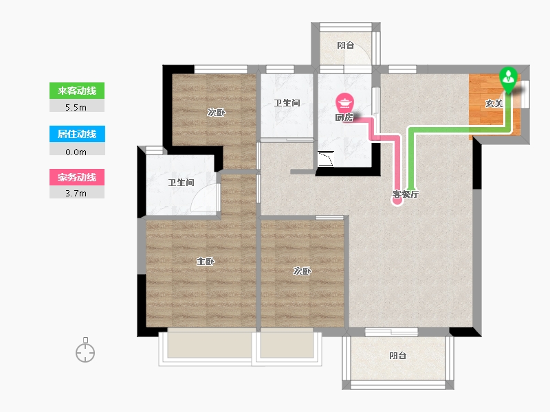 广东省-东莞市-碧桂园铂公馆住宅-69.55-户型库-动静线