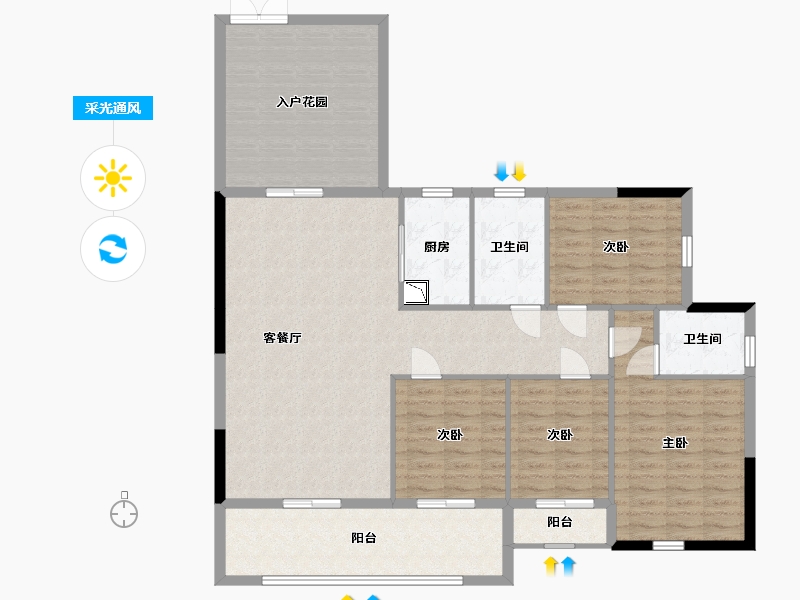 广西壮族自治区-南宁市-大世界碧贵园-135.22-户型库-采光通风