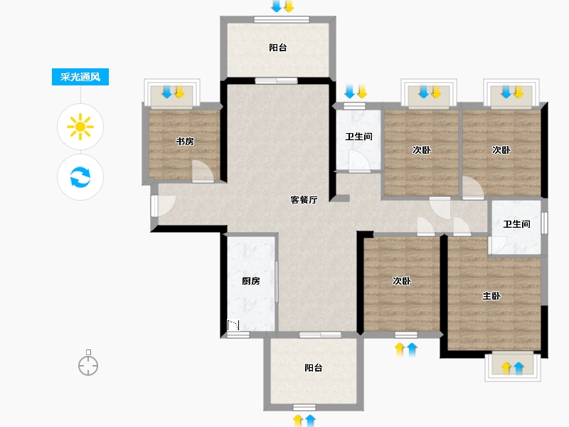 广西壮族自治区-南宁市-凤翔台-115.60-户型库-采光通风