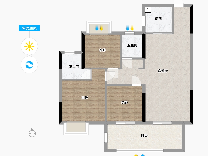 广西壮族自治区-南宁市-凤翔台-83.54-户型库-采光通风