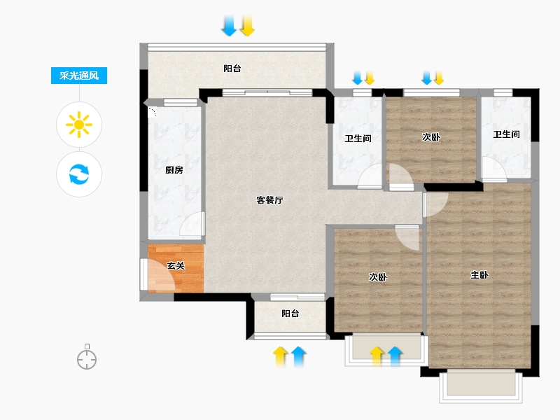 广西壮族自治区-桂林市-恒大江湾-93.00-户型库-采光通风