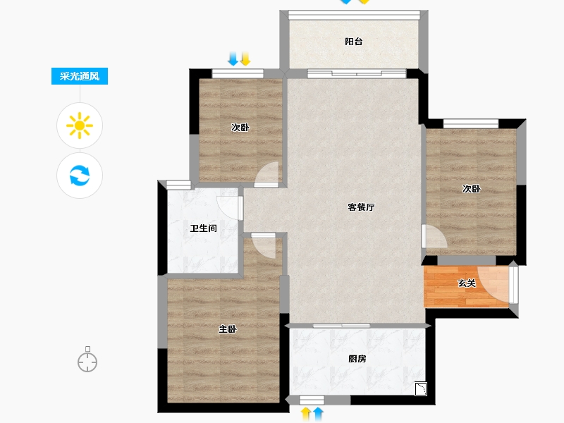 广西壮族自治区-桂林市-恒大江湾-68.00-户型库-采光通风