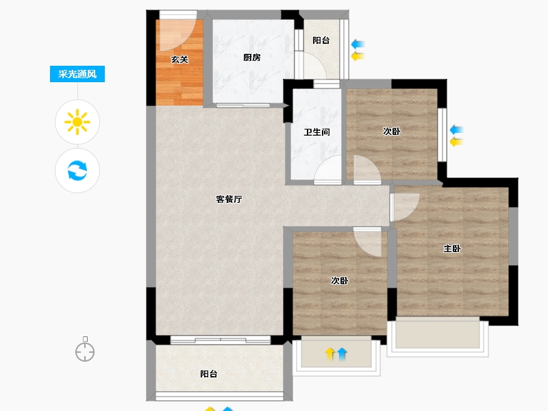 广西壮族自治区-桂林市-恒大江湾-68.00-户型库-采光通风