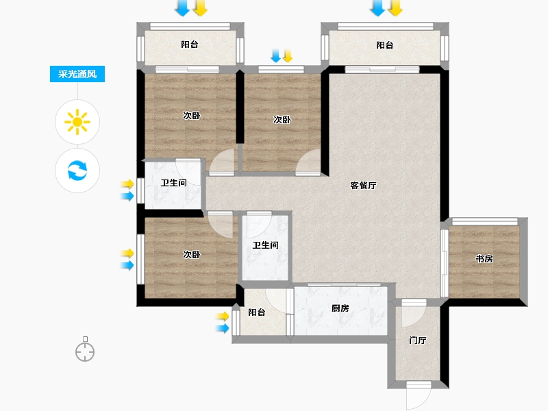 广西壮族自治区-南宁市-锦绣里-84.54-户型库-采光通风