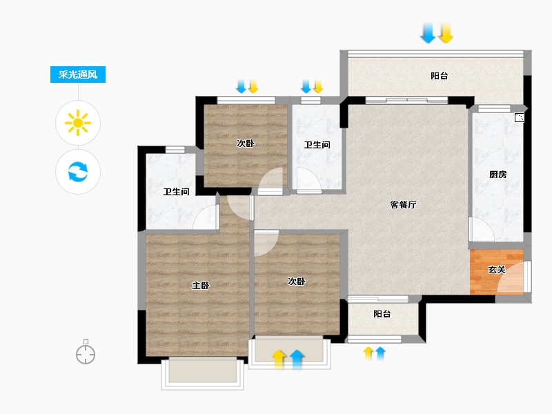 广西壮族自治区-桂林市-恒大江湾-89.00-户型库-采光通风